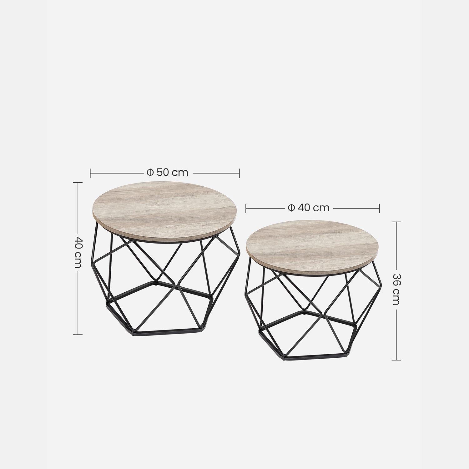 Side table - Set of 2 - Coffee tables - Black White