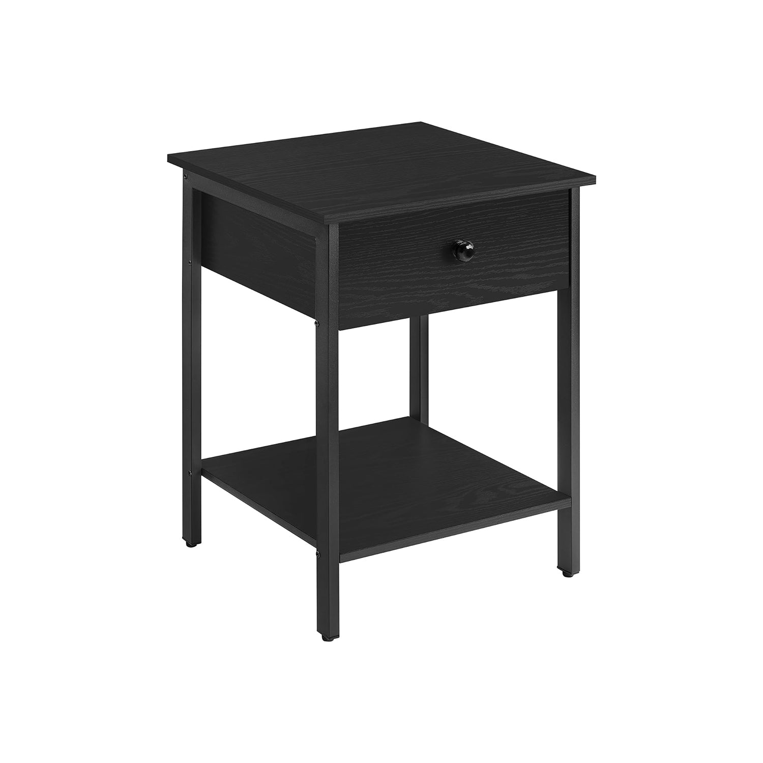 Side table - with drawer & plank - Ebony black