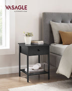 Side table - with drawer & plank - Ebony black