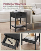 Side table - with drawer & plank - Ebony black