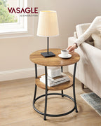 Side table with 2 shelves and steel frame