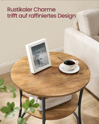 Side table with 2 shelves and steel frame