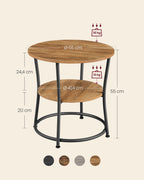 Side table with 2 shelves and steel frame