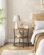 Side table with 2 shelves and steel frame