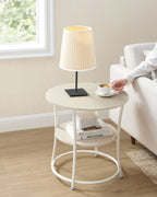 Side table with 2 shelves - steel frame - natural beige