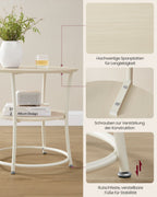 Side table with 2 shelves - steel frame - natural beige