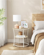 Side table with 2 shelves - steel frame - natural beige