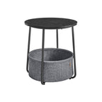 Round side table - With fabric basket - Metal frame - Blue