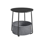 Side table-with basket-ebony black-leigh-free fabric