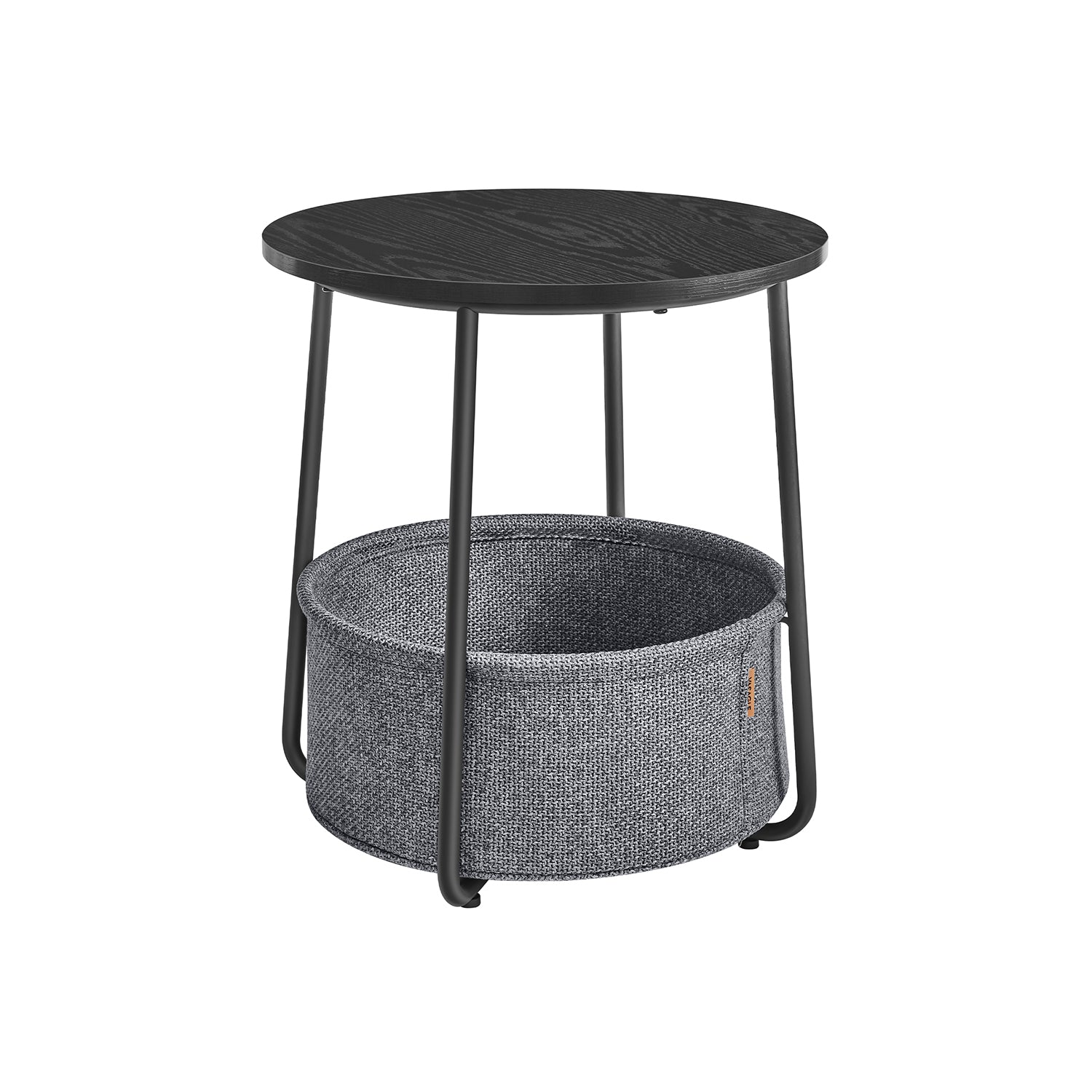Side table-with basket-ebony black-leigh-free fabric