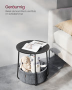 Side table-with basket-ebony black-leigh-free fabric