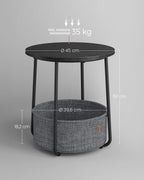 Side table-with basket-ebony black-leigh-free fabric