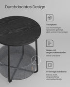 Side table-with basket-ebony black-leigh-free fabric