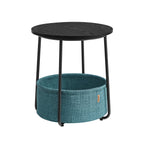 Round side table - With fabric basket - Metal frame - Blue