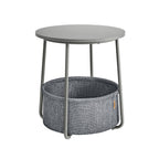 Round side table - With fabric basket - Metal frame - Blue