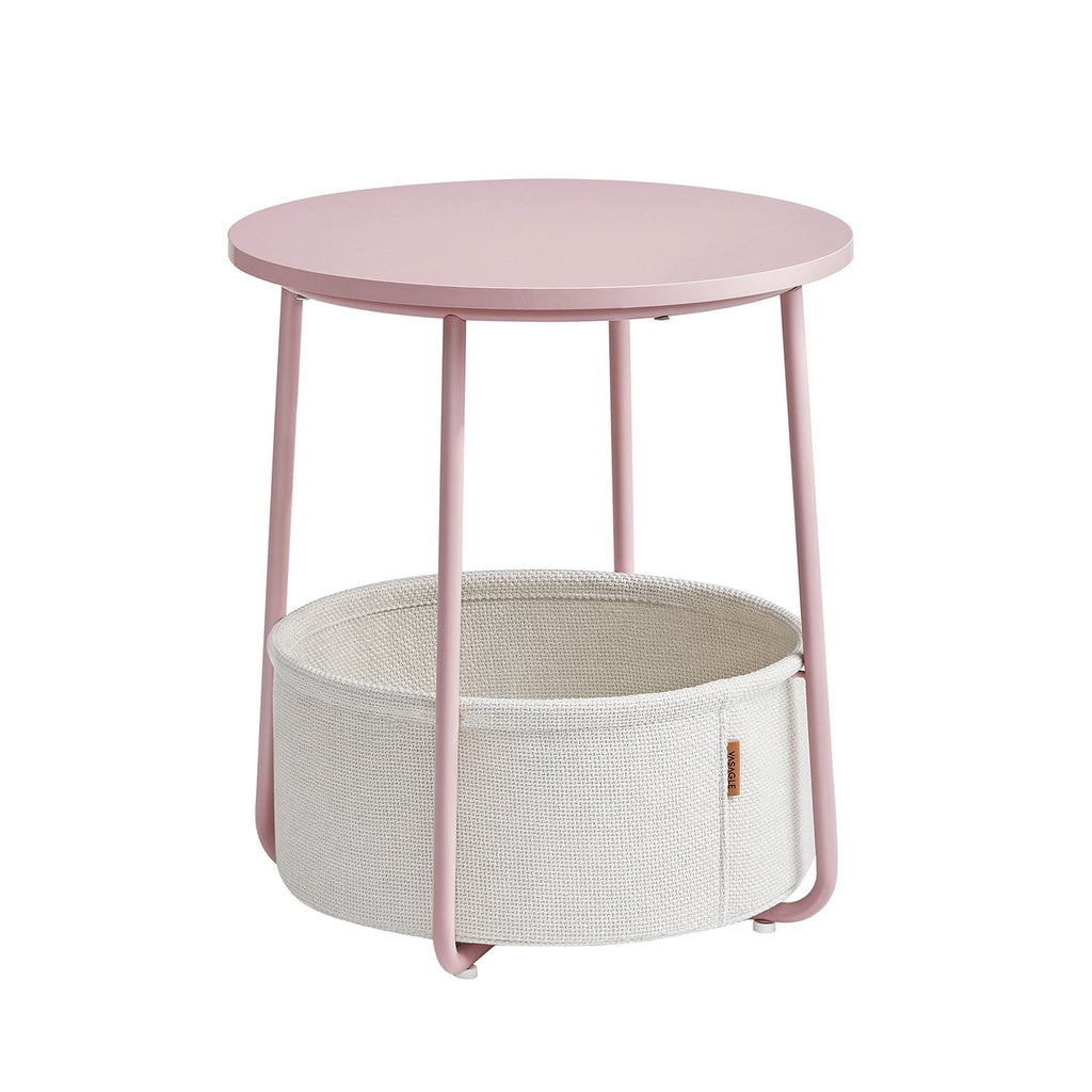 Round side table - With fabric basket - Metal frame - Blue