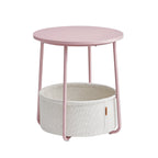Round side table - With fabric basket - Metal frame - Blue