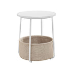 Round side table - With fabric basket - Metal frame - Blue