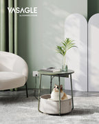 Side table - bedside table - with charging station and socket - with basket - green