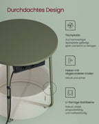 Side table with charging station and socket in forest green and cream white