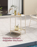 Side table with 2 levels of modern cream white