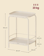 Side table with 2 levels of modern cream white