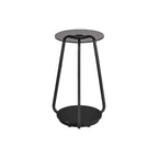 Round side table with 2 levels and glass top and board