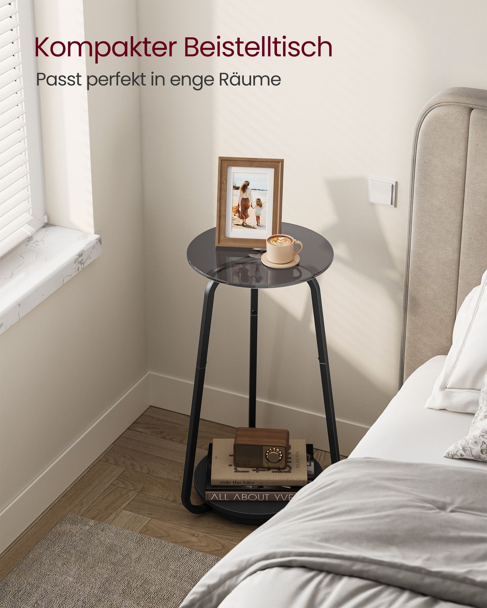 Side table with 2 levels and Leigrijze Glass Sheet