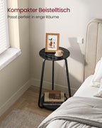 Side table with 2 levels and black marble glass top