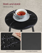 Side table with 2 levels and black marble glass top