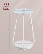 Round side table with 2 levels and glass top and board