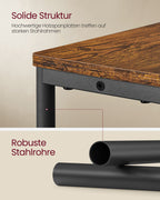 Side table-with 3 shelves-narrow-vintage brown-ink black