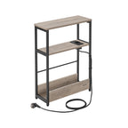 Side table-with 3 shelves-narrow-greige spotted-ink black