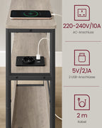 Side table-with 3 shelves-narrow-greige spotted-ink black