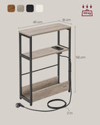 Side table-with 3 shelves-narrow-greige spotted-ink black
