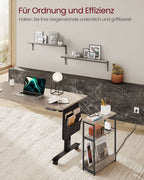 Side table-with 3 shelves-narrow-greige spotted-ink black