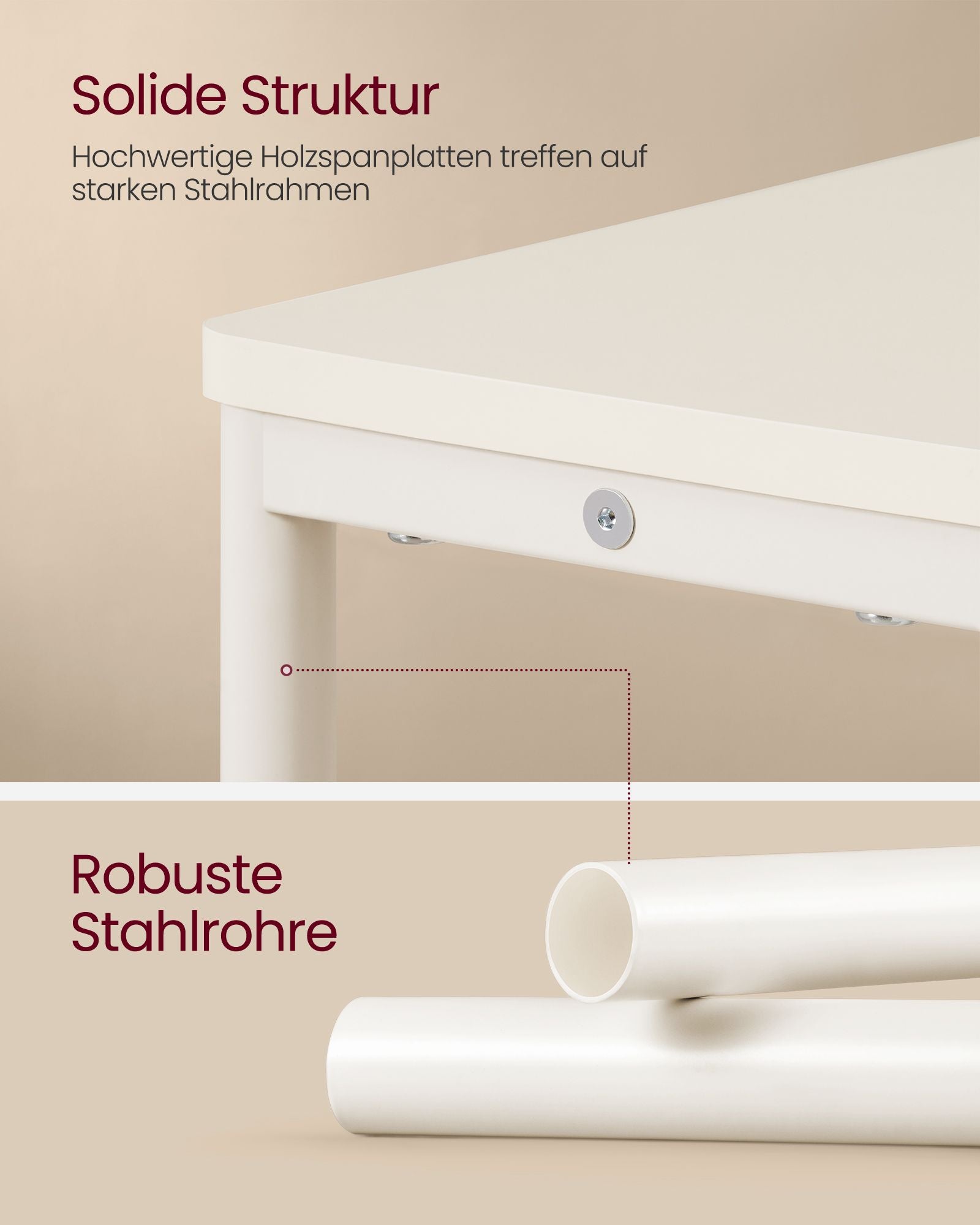 Side table - With 3 shelves - narrow - cream white