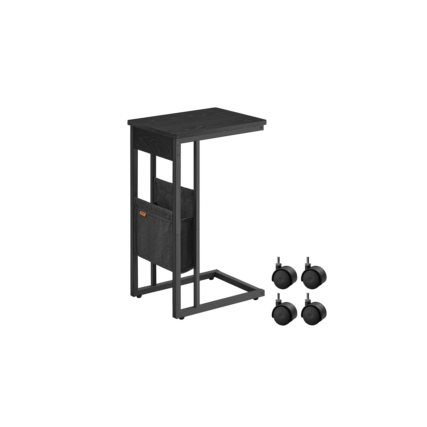 C-shaped side table-with storage bag-ebony black