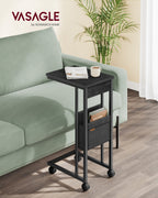 C-shaped side table-with storage bag-ebony black