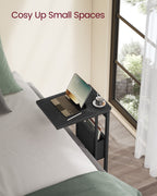 C-shaped side table-with storage bag-ebony black