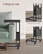 C-shaped side table-with storage bag-ebony black