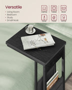 C-shaped side table-with storage bag-ebony black