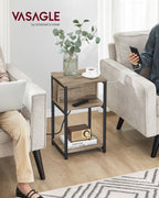 Side table with socket-Hazelnut brown-black