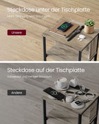 Side table with socket-Hazelnut brown-black