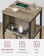 Side table with socket-Hazelnut brown-black