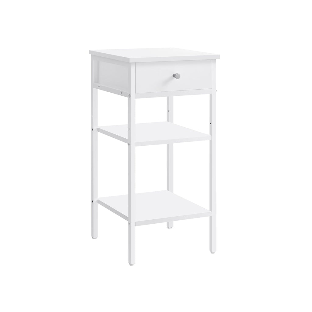 Bedside table - side table - with drawer and 2 shelves - 35 x 35 x 70 cm - vintage brown/black