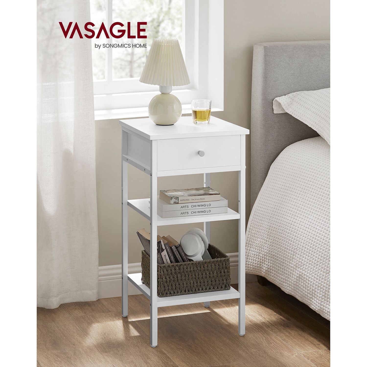 Side table - Beepercase - With drawer - 2 shelves - White