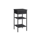 Bedside table - side table - with drawer and 2 shelves - 35 x 35 x 70 cm - vintage brown/black