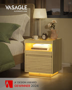 Bedside table-with LED lighting & extendable board