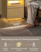 Bedside table-with LED lighting & extendable board